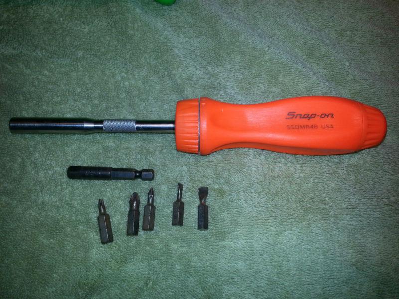Used snap on orange hard handle magnetic ratchet screwdriver 8 3/4 ssdmr4b - usa