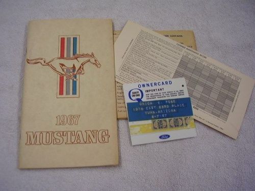 1967  ford mustang  original owners manual with plastic id card