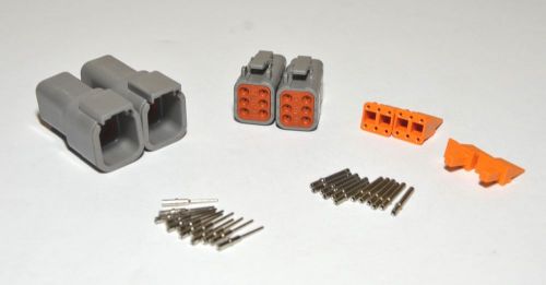2 x deutsch dtm 6-pin genuine connector kit 20awg solid contacts, from usa