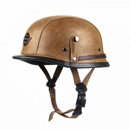Retro motorcycle adult pu leather helmet germany style half open face free size