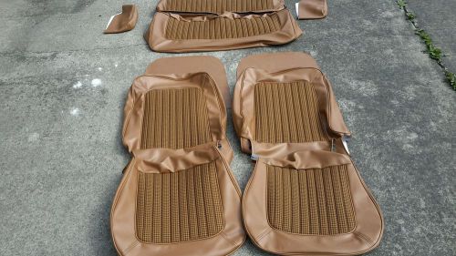 Early ford bronco new upholstery f &amp; r seat covers ginger w/ houndstooth insert
