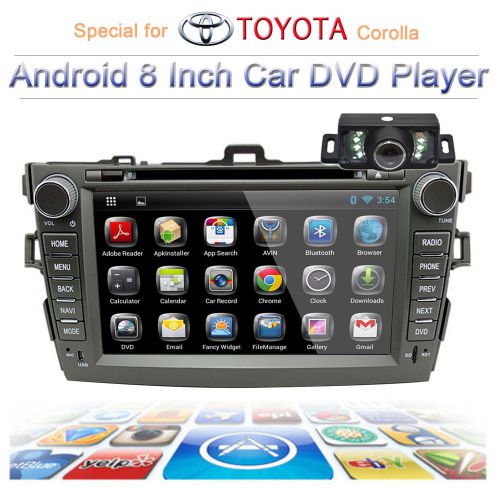 Double 2din 8&#039;&#039;android 4.4 gps navi stereo car dvd player for toyota corolla+cam