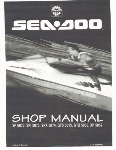 Sea-doo service shop manual 1995 seadoo sp, spx spi, xp, gts &amp; gtx