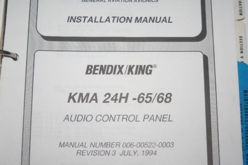 Bendix king kma24h-65/68 audio panel install/maintenance/overhaul manualkma-24