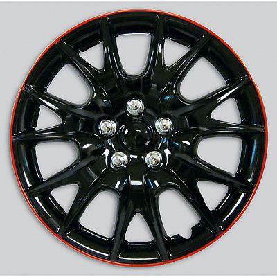 Hs 45.581 set of 4 black/red 15&#034; inch wheel covers