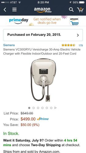 Siemens vc30gryu versicharge 30 amp ev charger with flexible 20 foot cord