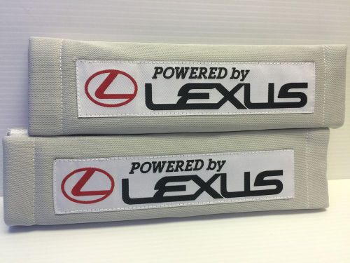 Powered by lexus 2pcs grey cloth embroidery car seat belt  shoulder pads new jdm