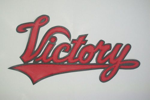 Victory motorcycle 13&#034;synthetic leather back patch red/silver. new.unique