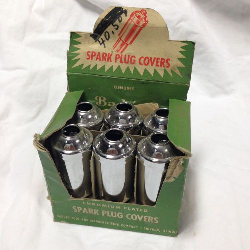 Vintage badger chrome spark plug covers 13/16&#034; hex hot rod