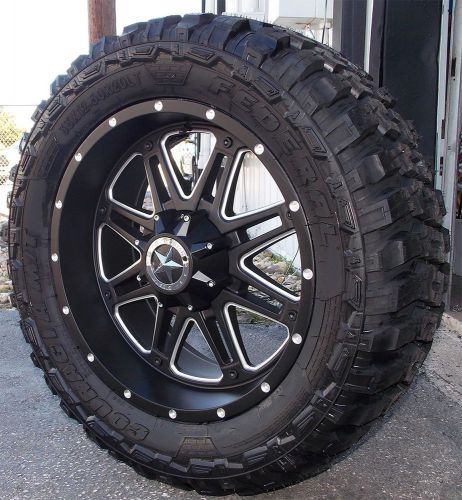 20&#034; matte black lonestar outlaw wheels 33&#034; tires dodge ram jeep 20x9 5x5 5x5.5