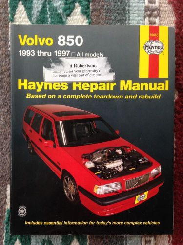 Volvo 850 1993 thru 1997 all models haynes repair manual