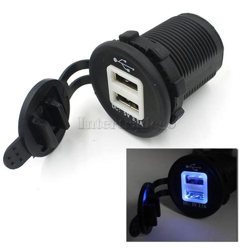 Dual usb slot motorcycle cigarette lighter socket charger power adapter