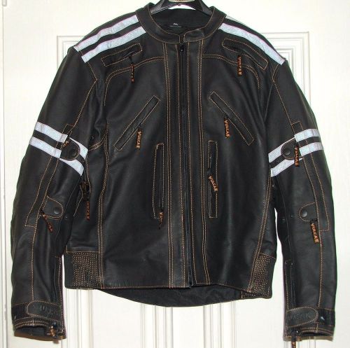Vulcan vtz-910 street motorcycle jacket premium cowhide leather removable moto