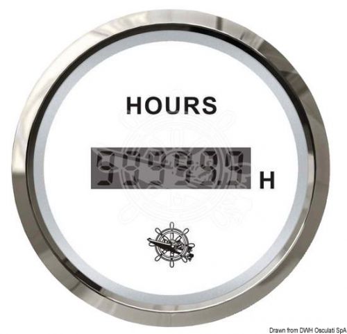 Osculati digital hour meter counter gauge 52mm 2&#034; 99999h white/glossy