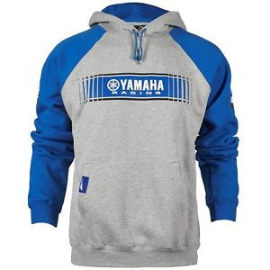 Yamaha med grey/blue mens tracks speed block hooded sweatshirt crp-16ftt-bl-md