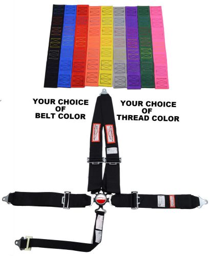 Custom thread stitch &amp; belt color new  3&#034; cam lock 5 point v racing harness
