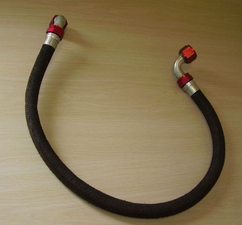 Aeroquip an -12 fiber braided hose 37&#034; long w/ 90 deg fittings nascar dry sump