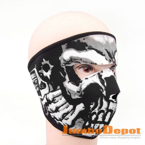 Motorcycle neoprene skull skeleton full face double side reversible outdoor mask