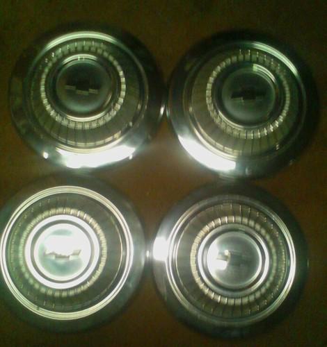Vtg. chevy "dog dish"hubcaps-10 1/2 inches-used