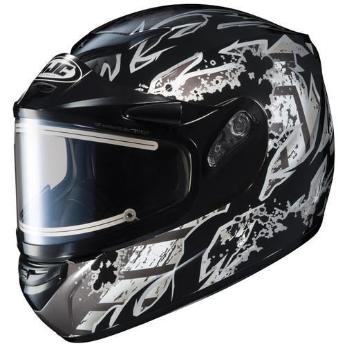 Hjc cs-r2 snowmobile helmet skarr black silver electric shield small s