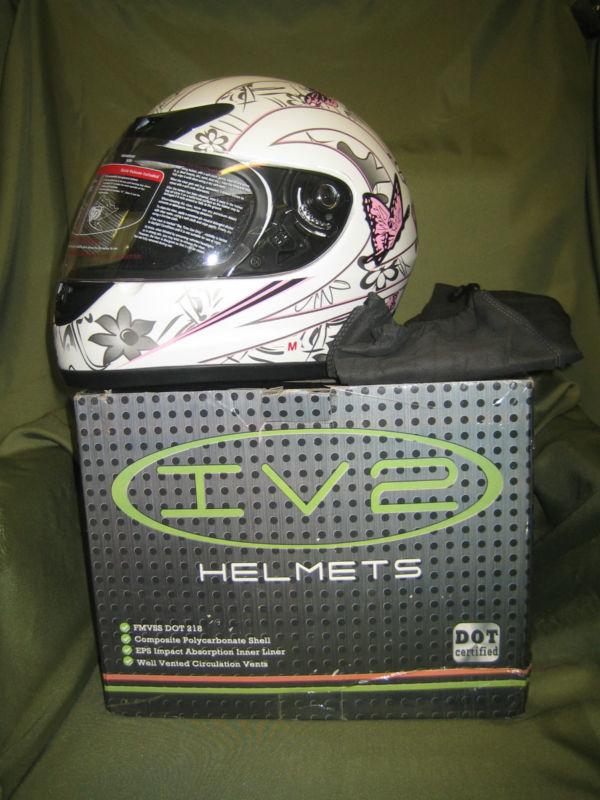 Nib hy-901 matte white/ butterfly iv2 helmet womens size m