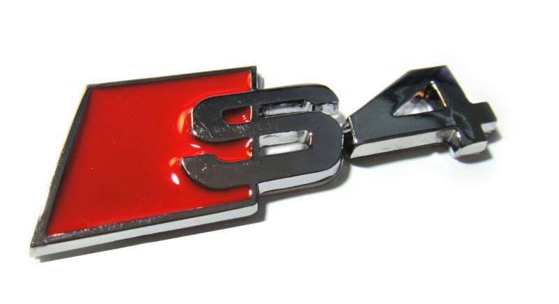 New audi s4 logo rear chrome metal emblem decal badge 3m sticker red