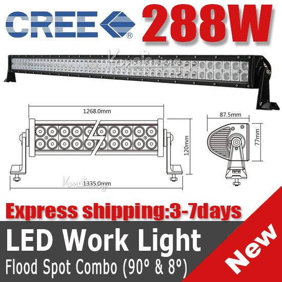 50inch 288w 28800lm cree led work light bar offroad driving van pickup lamp 300w