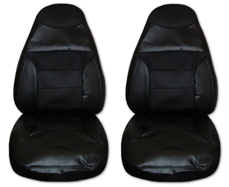 Black padded synthetic leather car truck suv high back bucket seat covers #3