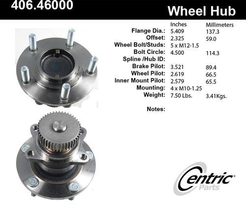 Centric 406.46000 rear wheel hub & bearing-wheel bearing & hub assembly