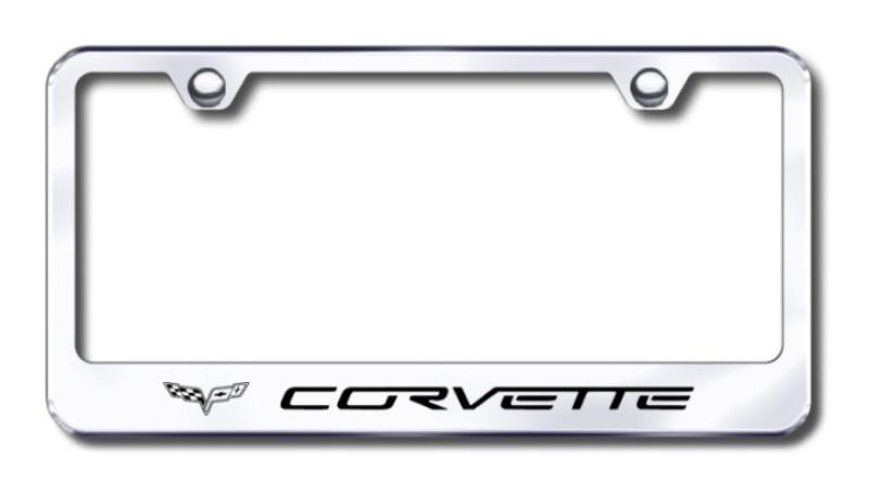 Gm corvette c6  engraved chrome license plate frame made in usa genuine