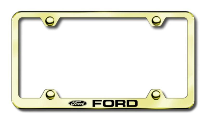 Ford wide body laser etched gold license plate frame-metal made in usa genuine