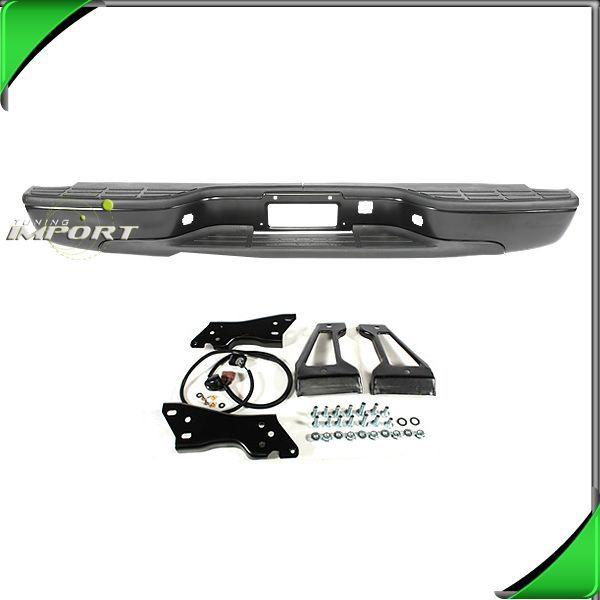99-06 gmc sierra fleetside black rear step bumper w/ pad replacement assembly