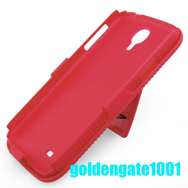 Cell phone case cover slide-out swivel belt clip for samsung galaxy s4 i9500 red