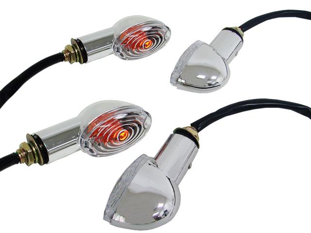 Chrome clear/amber small turn signals for harley davidson sportster dyna softail