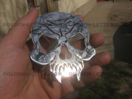 Chrome skull, metal, new (jus-qil-7n)