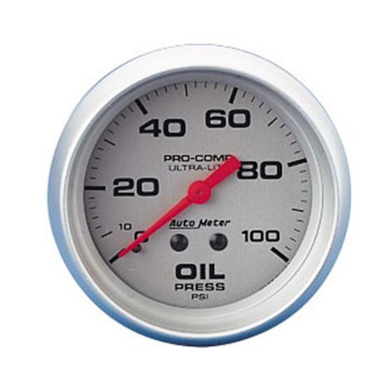 New auto meter white racing ultra-lite mechanical oil pressure gauge, 0-100 psi