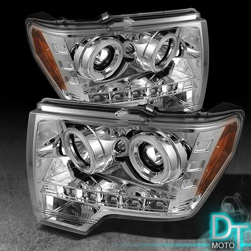 09-13 ford f150 ccfl halo projector headlights w/daytime drl led running lights