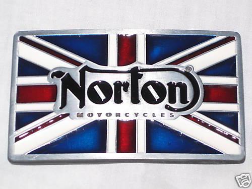 Norton motorcyles belt buckle union jack british flag classic british motorcycle