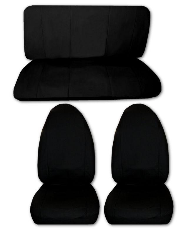Solid black lightweight synthetic leather high back car truck seat covers #1