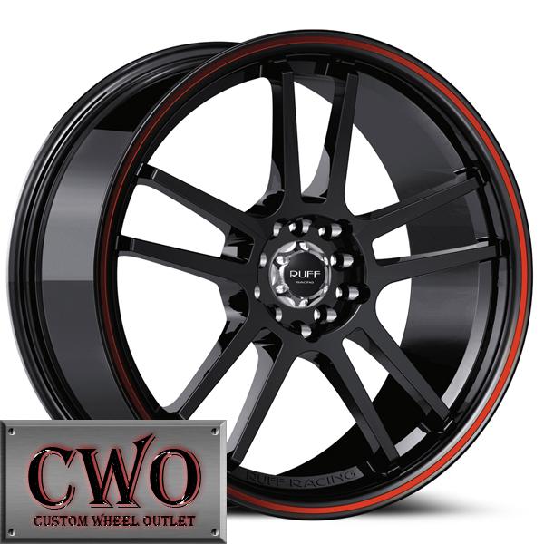 17 black ruff r354 wheels rims 4x100/4x114.3 4 lug civic integra accord