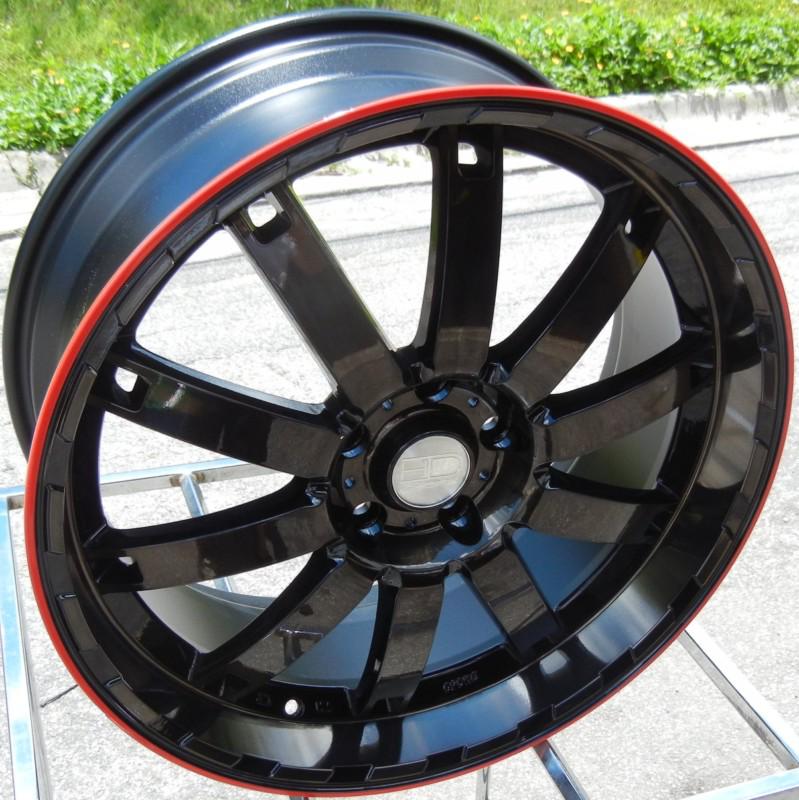 20" hd auto bahn black with red line wheels rims 5x4.5" / 114.3mm +40mm honda