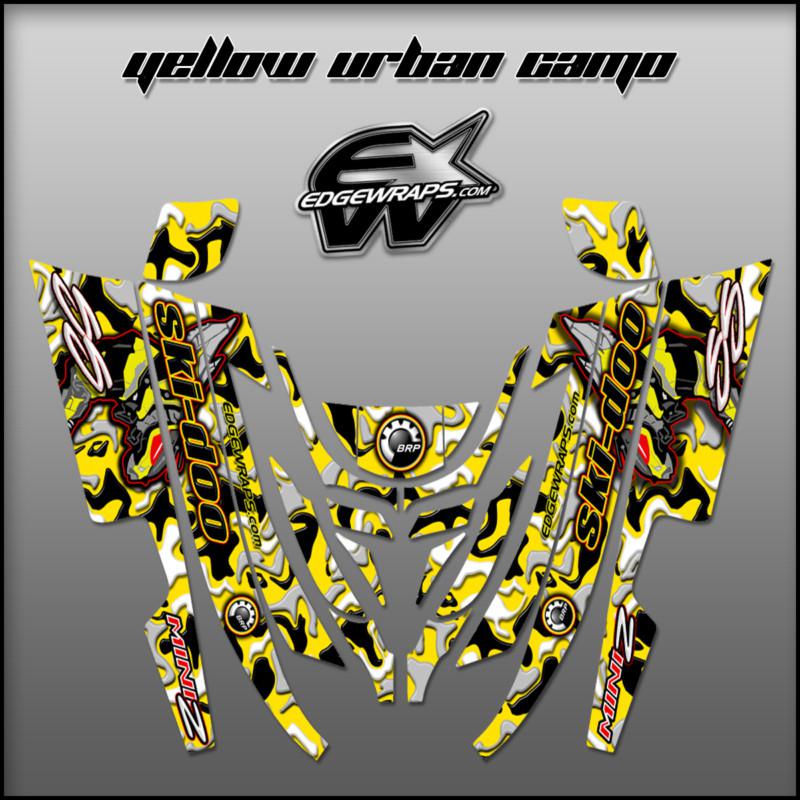 Ski doo mini z, 98-02 custom graphics kit -  yellow urban camo