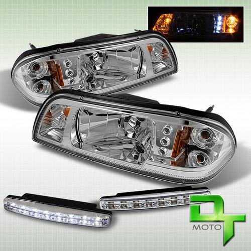 Drl led bumper fog+87-93 ford mustang 6in1 chrome headlights+corner signal lamps