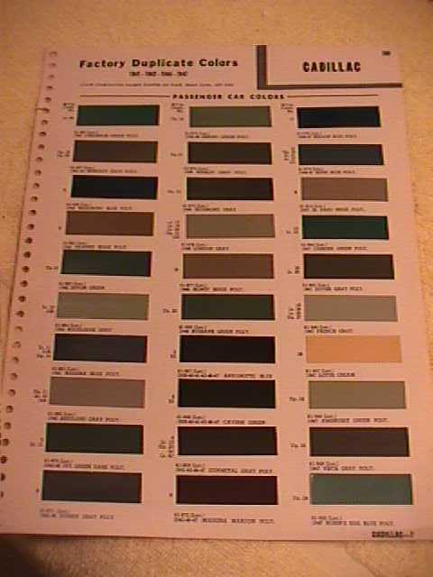 Cadillac color chart for   1941, 1942, 1946, 1947  