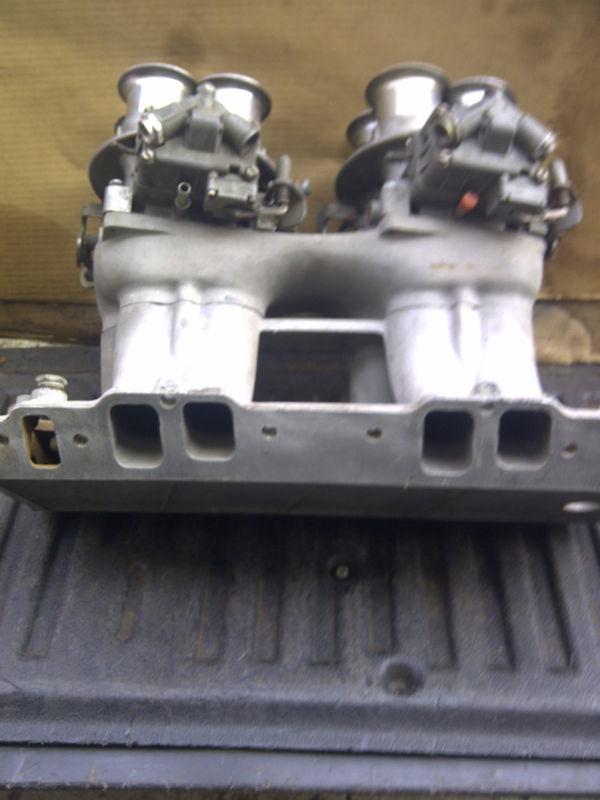 Purchase BBC Dual Quad Edlebrock Tunnel ram 2 1050 domiator carbs Hot