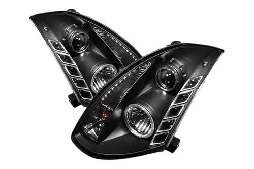 Spyder ig35032ddrl black clear projector headlights head light w leds