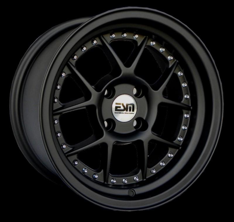 Matte black 15x8 15" wheels rims 4x100 esm 010 bmw e30 (non m3)  
