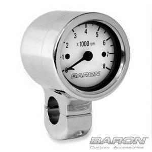 Baron bullet tachometer for 1" handlebars 3" white face