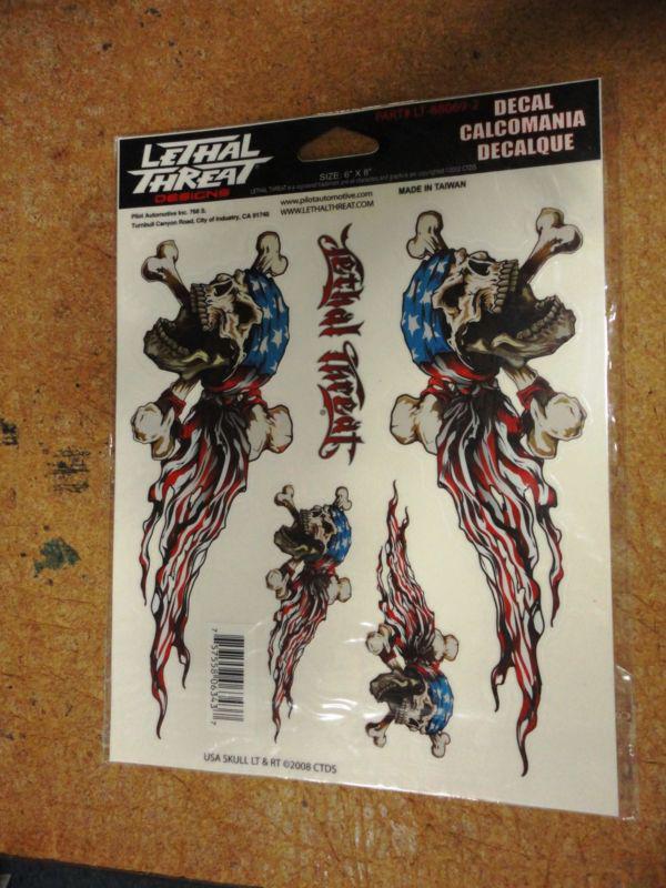 Lethal threat usa skull  decal sticker 6 x 8 free shipping 