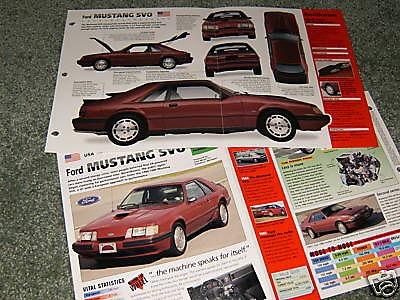 1984-86 ford mustang svo spec info poster brochure ad